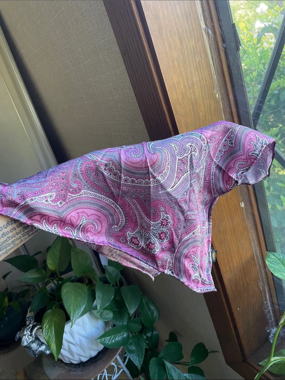 Silk Paisley Square Scarf in Pink and Purple